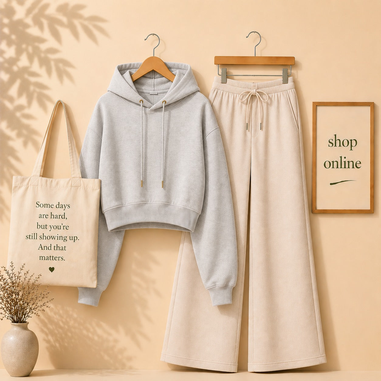Gray Crop Hood With Beige Flapper