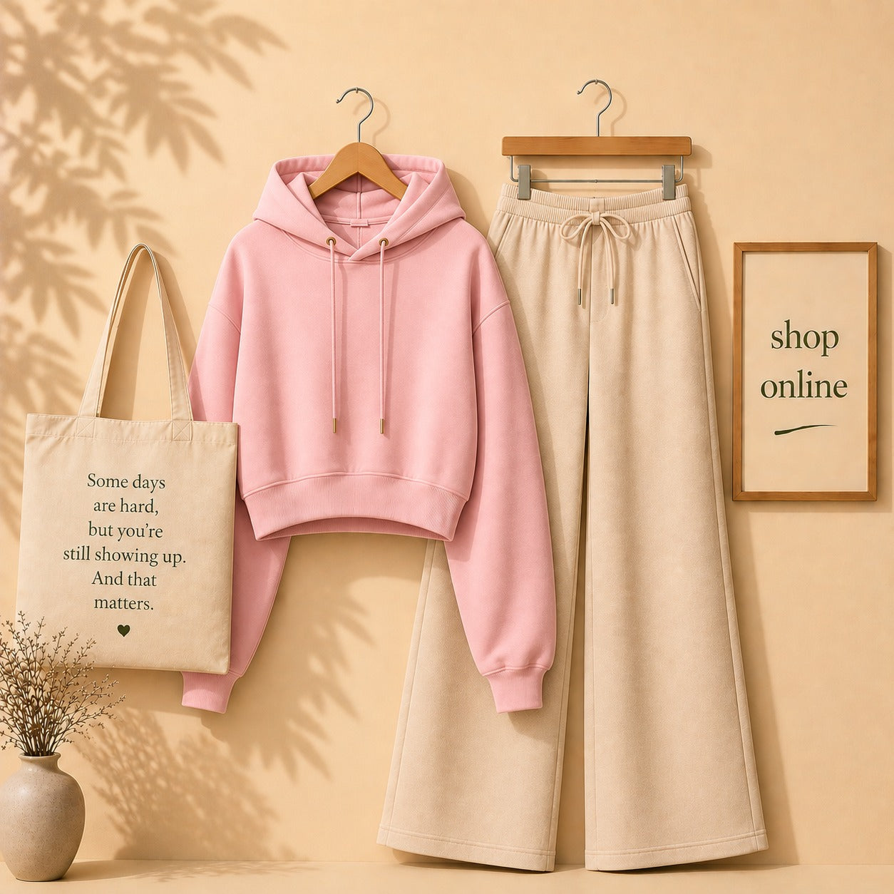 Pink Crop Hood With Beige Flapper