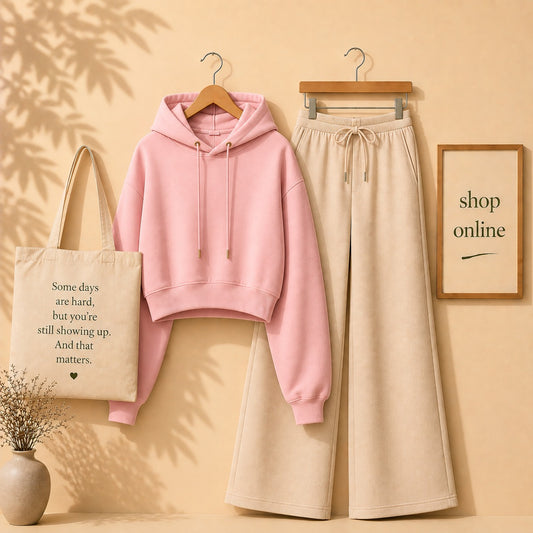Pink Crop Hood With Beige Flapper