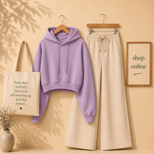 Lilac Crop Hood With Beige Flapper