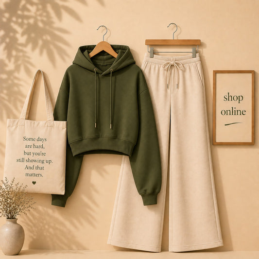 Olive Green Crop Hood With Beige Flapper