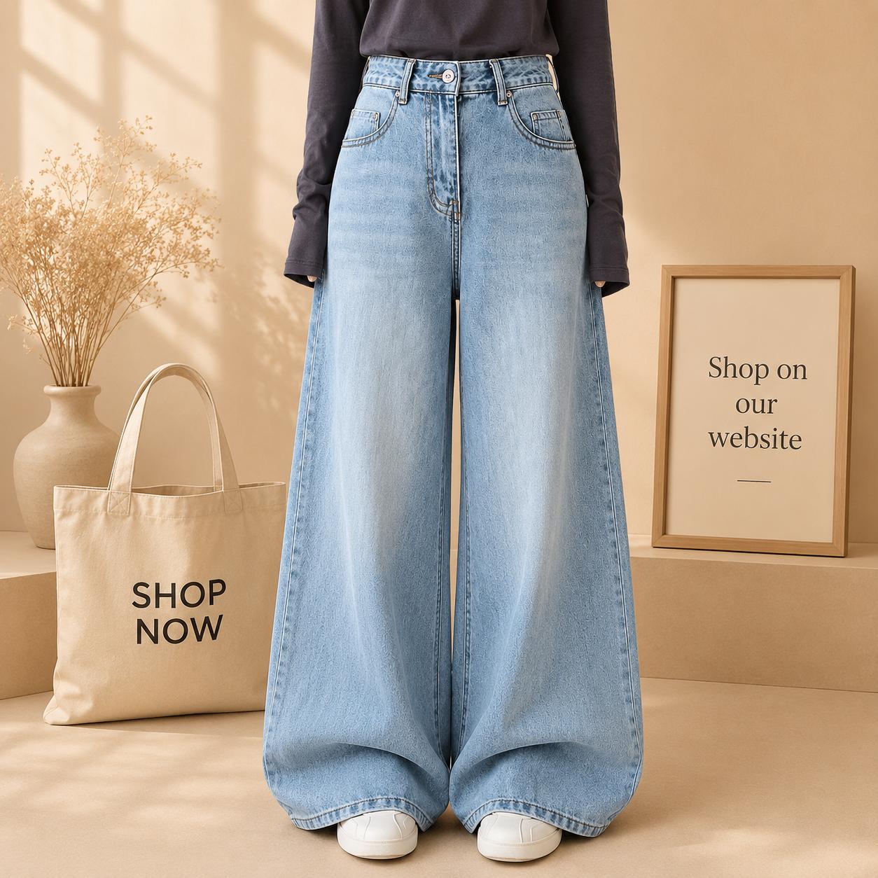 Vintage Ice Blue Faded Jeans