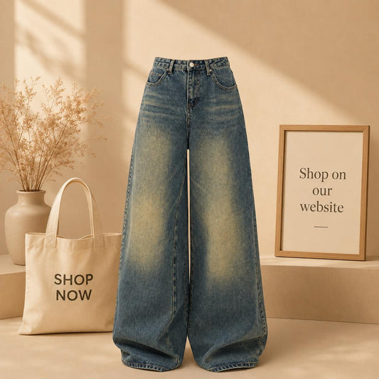 Vintage Dark Blue Green Faded Jeans