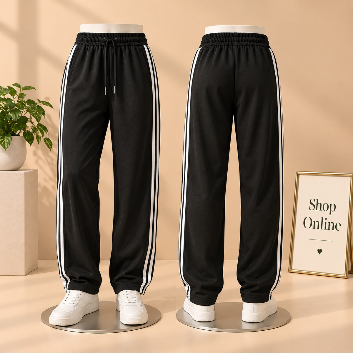 Black Flapper With 3 White Side Stripes