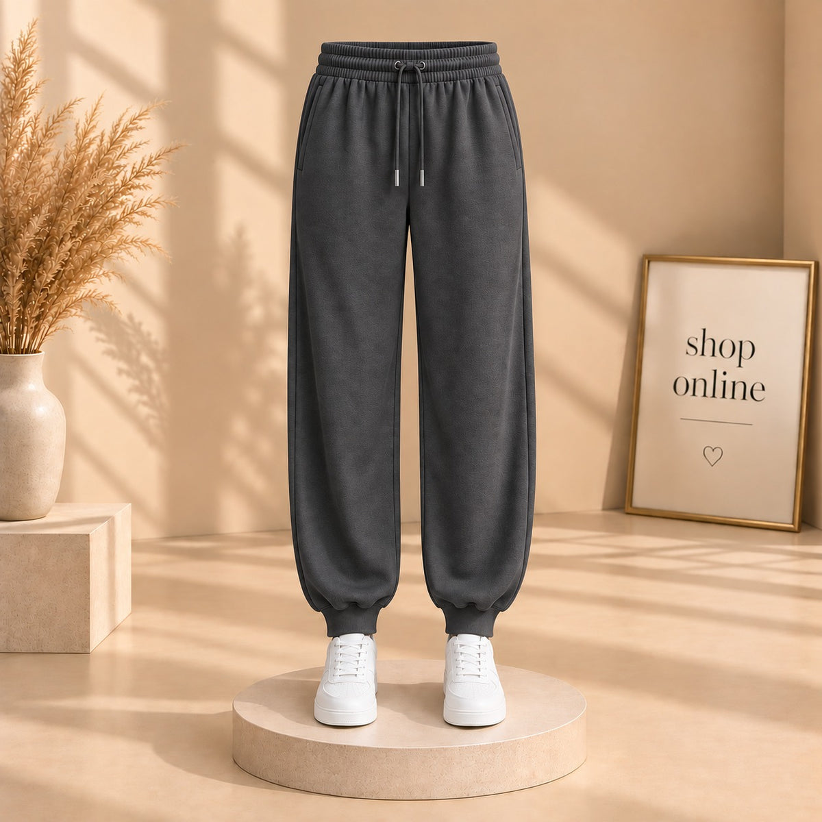 Charcoal Grey Fitted Bottom Trouser