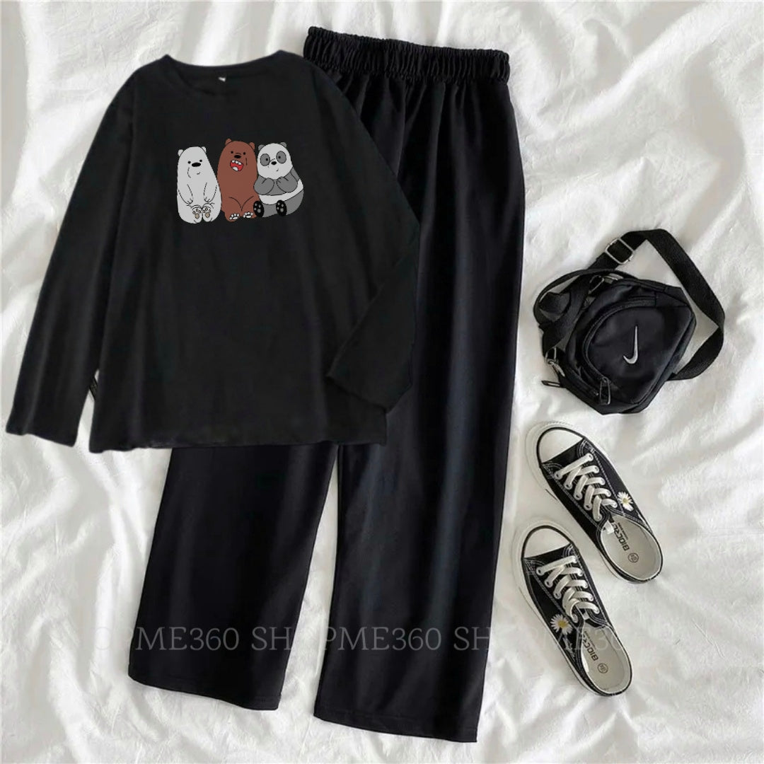 BLACK FLAPPER -BLACK FULL TEE 3BEAR