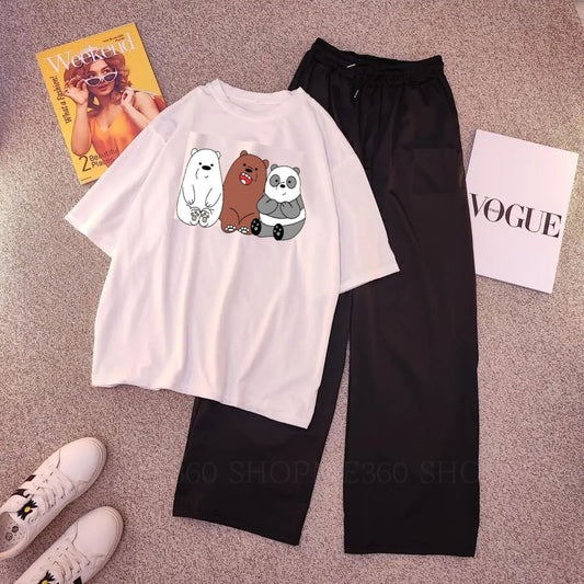 WHITE TEE 3BEAR-BLACK FLAPPER