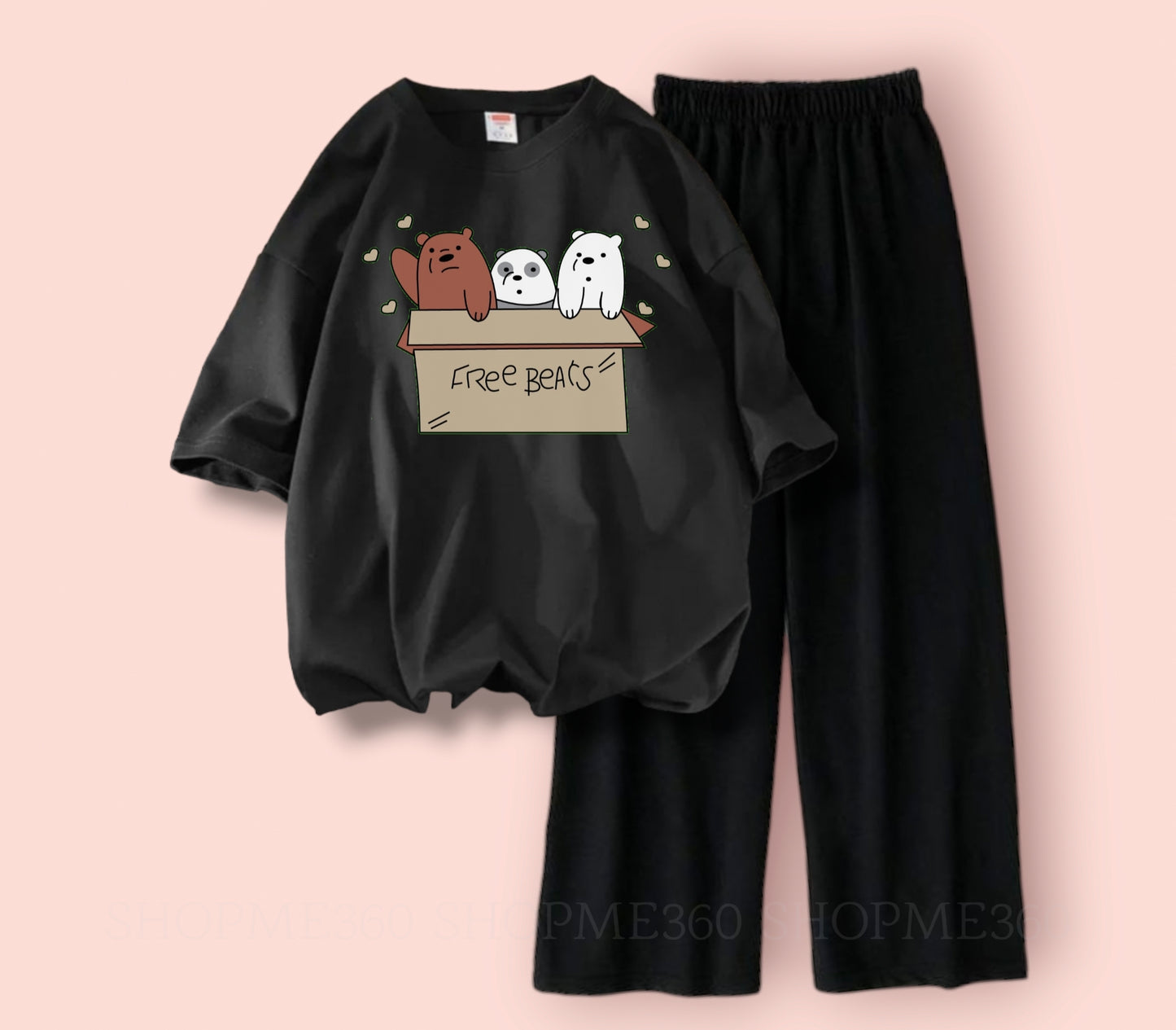 BLACK FLAPPER-BLACK TEE FREE BEAR