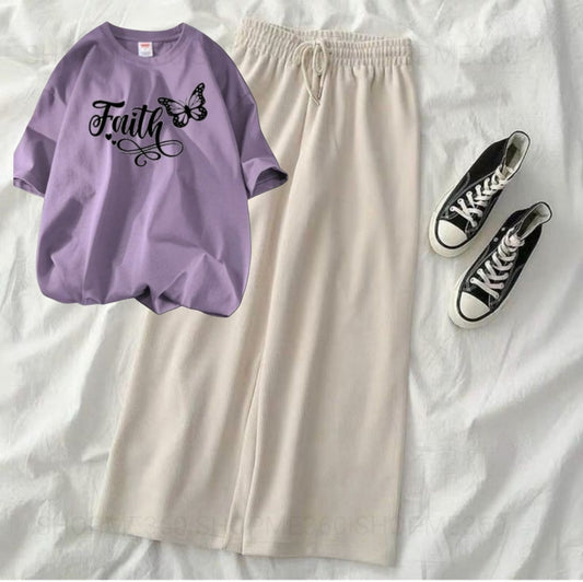 BEIGE FLAPPER-LILAC TEE FAITH BUTTERFLY