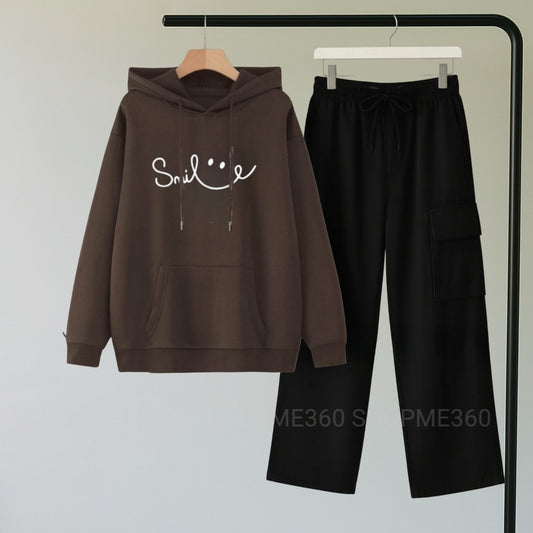 BROWN HOODIE SMILE-BLACK CARGO FLAPPER