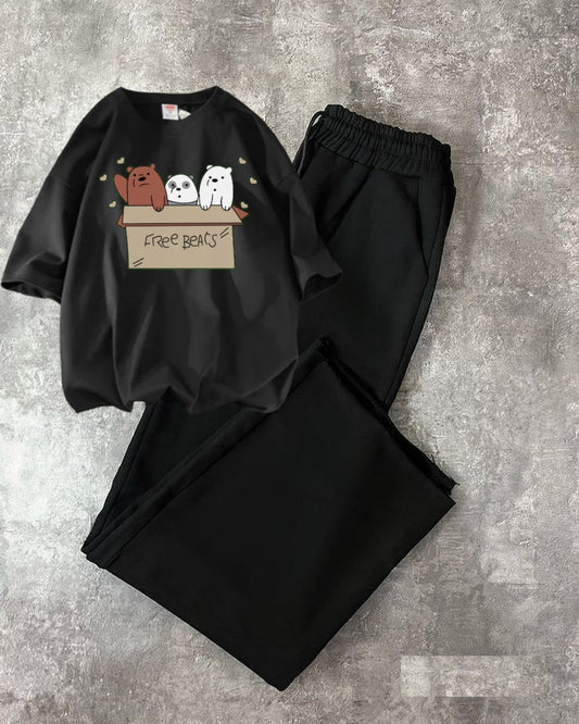 BLACK FLAPPER- BLACK TSHIRT FREE BEAR