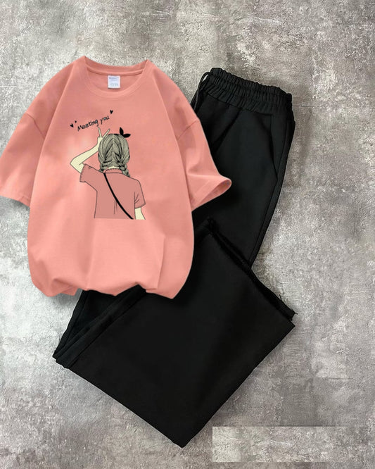 BLACK FLAPPER-PINK TEE MEETING YOU