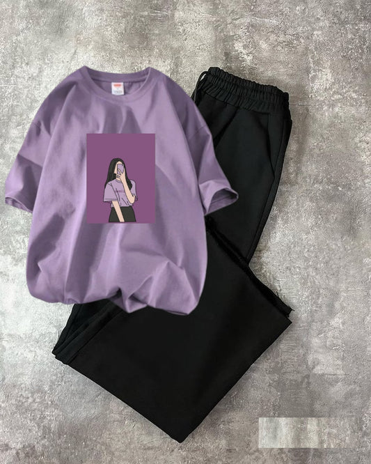 BLACK FLAPPER-LILAC TSHIRT SELFI GIRL