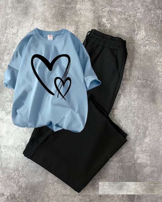 BLACK FLAPPER-SKY BLUE TSHIRT 2HEARTS