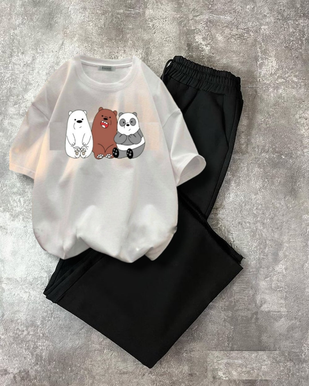 BLACK FLAPPER-WHITETSHIRT 3BEAR