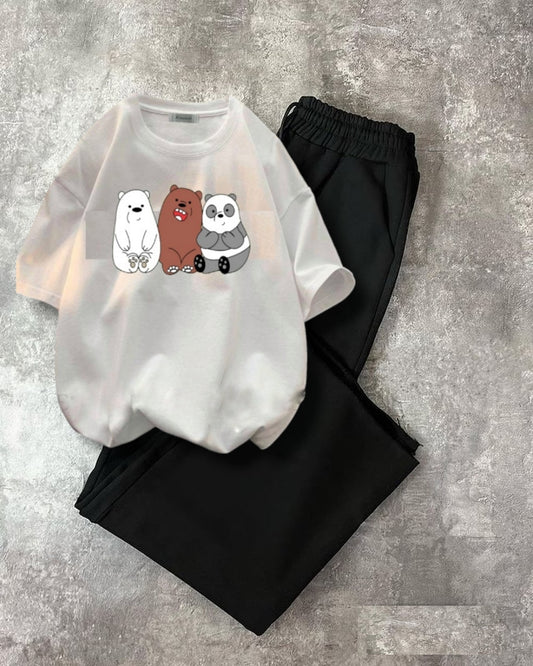 BLACK FLAPPER-WHITETSHIRT 3BEAR