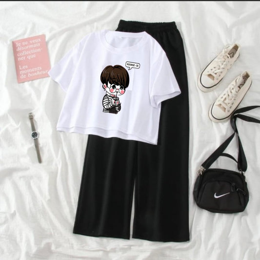 BLACK FLAPPER- WHITE CROP TEE KOOKI