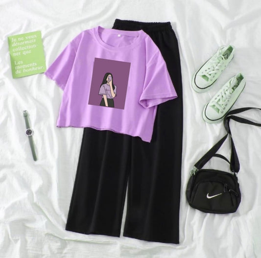 BLACK FLAPPER -LILAC CROP TEE SELFIE