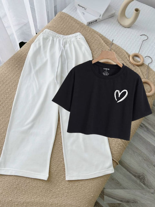 WHITE FLAPPER-BLACK CROP TEE POC SHADED HEART