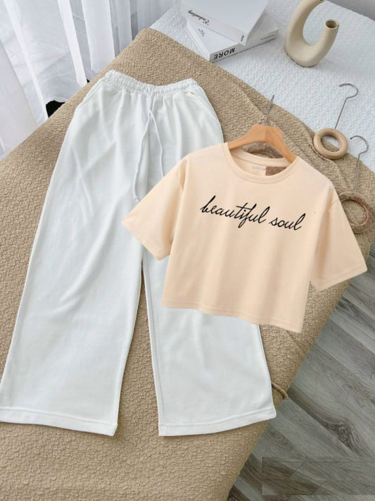 WHITE FLAPPER-BEIGE CROP TEE BEAUTIFUL SOUL
