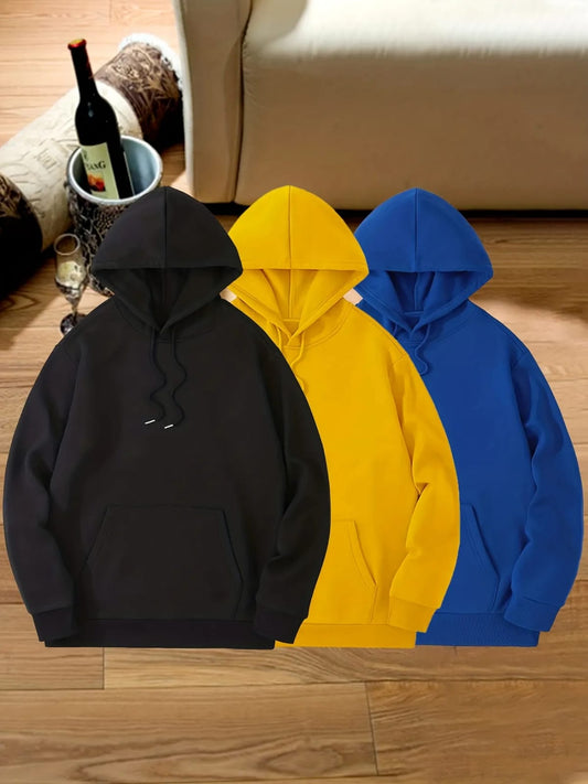 PACK OF 3 HOODIES  BLACK-YELLOW-ROYAL BLUE