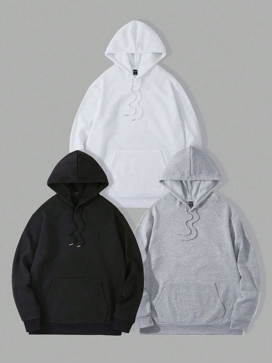 PACK OF 3 HOODIES BLACK-GREY-WHITE