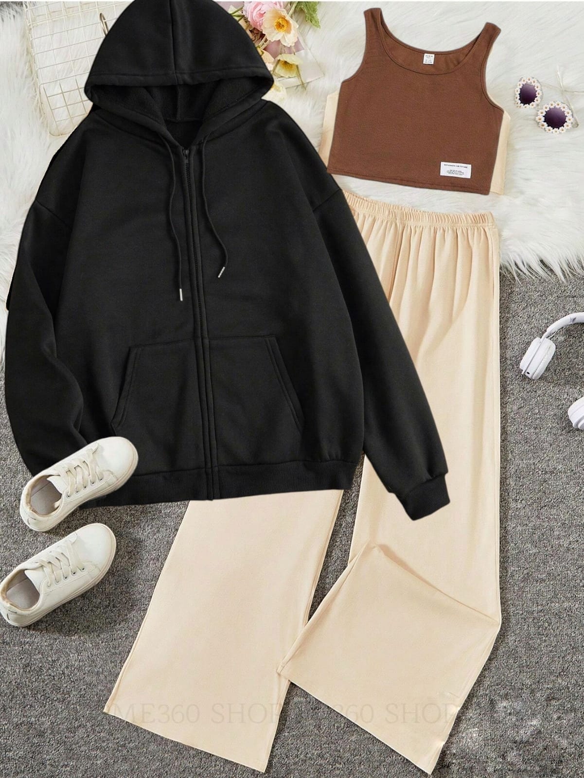 PACK OF THREE TRACKSUIT- BLACK ZIPPER-BEIGE FLAPPER-BROWN INNER