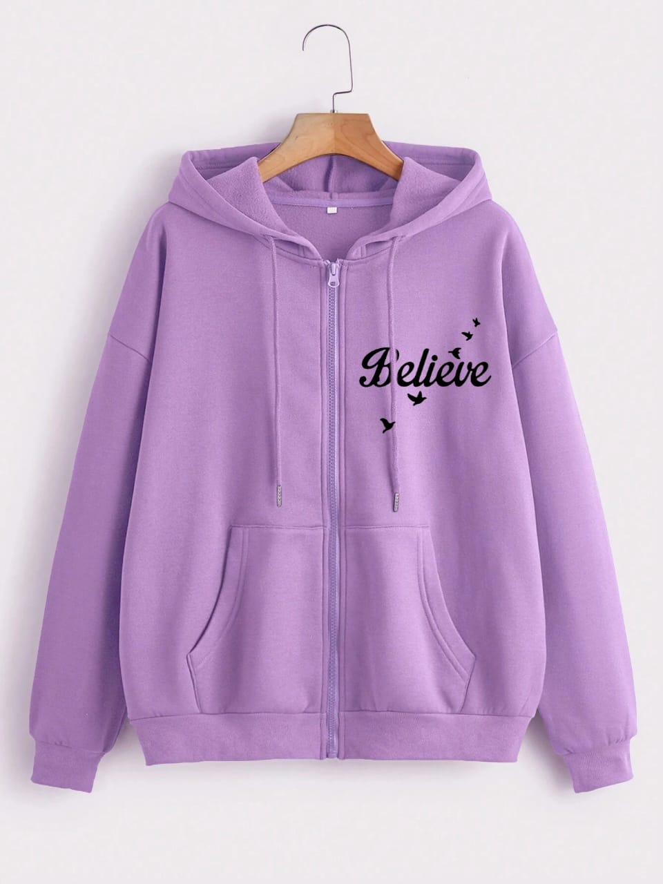 LILAC ZIPPER HOODIE BELIVE BUTTERFLY