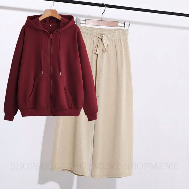 MAROON ZIPPER-BEIGE FLAPPER