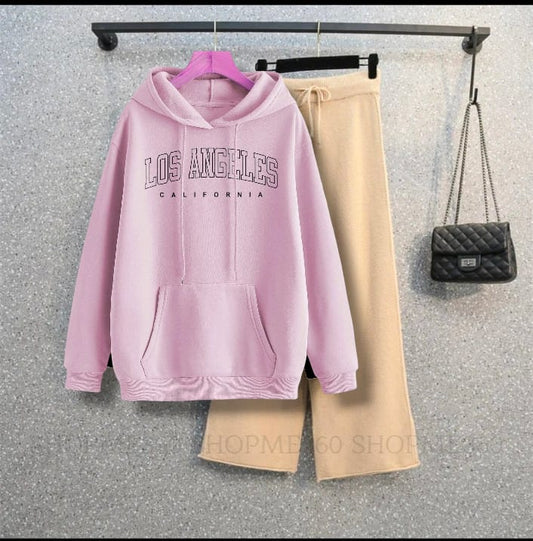 PINK HOODIE LOSS ANGELES-BEIGE FLAPPER