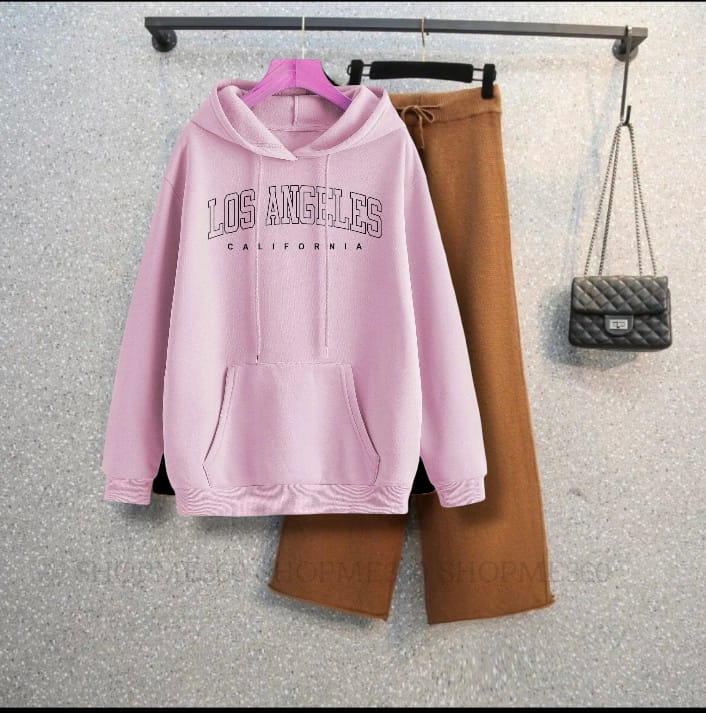 PINK HOODIE LOSS ANGELES-BROWN FLAPPER