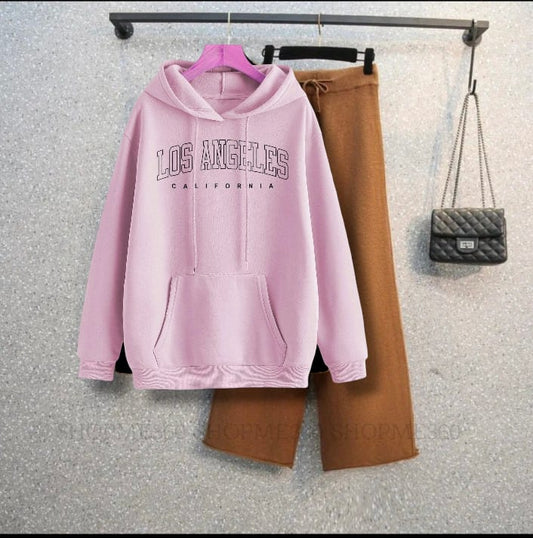 PINK HOODIE LOSS ANGELES-BROWN FLAPPER