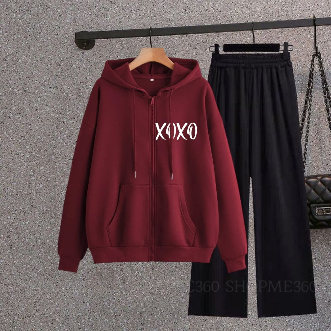 MAROON ZIPPER XOXO-BLACK FLAPPER