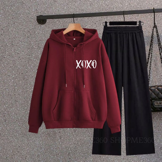 MAROON ZIPPER XOXO-BLACK FLAPPER