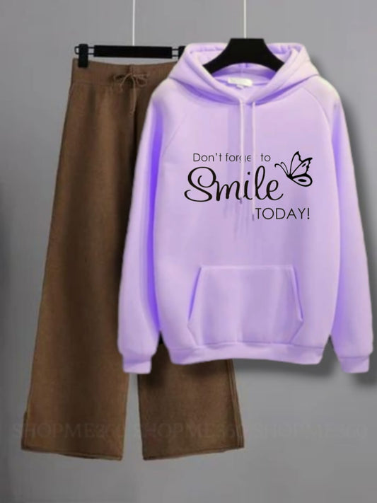 LILAC HOODIE DONT FORGET TO SMILE-BROWN FLAPPER
