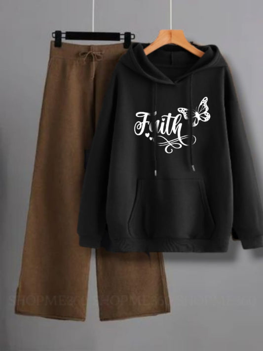 BLACK HOODIE FAITH-BROWN FLAPPER