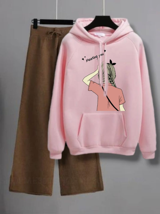 PINK HOODIE MEETING YOU-BROWN FLAPPER