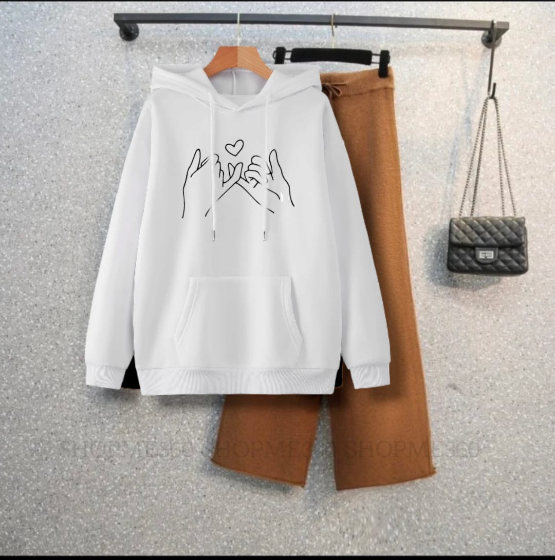 WHITE HOODIE PINKY PROMISE-BROWN FLAPPER