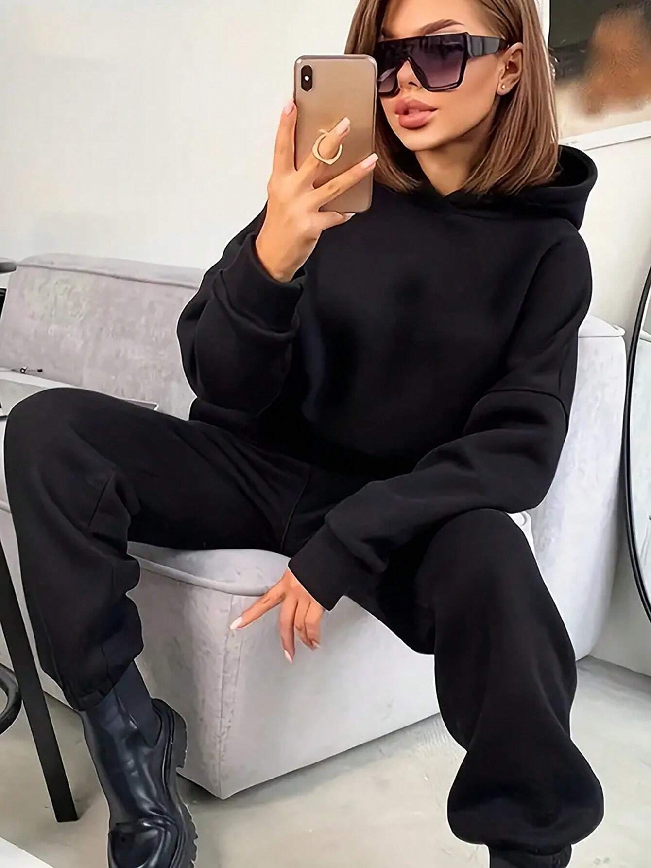 BLACK HOODIE-BLACK TROUSER