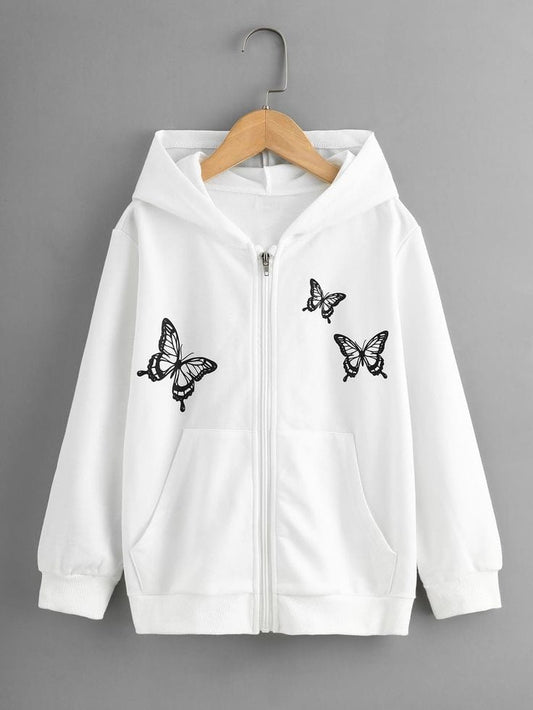 WHITE ZIPPER HOODIE 3 BUTTERFLY