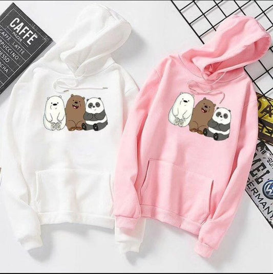 PACK OF 2 HOODIES PINK 3 BEAR-WHITE 3 BEAR