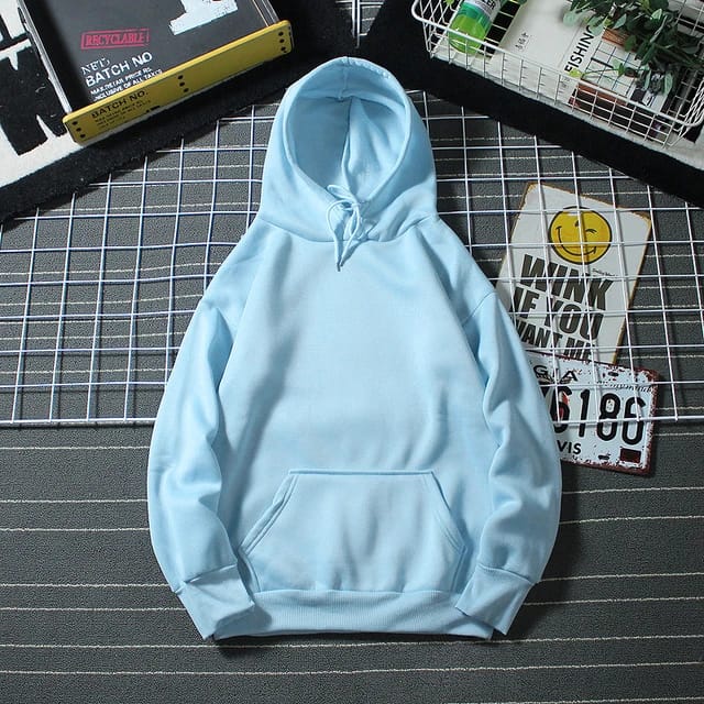 PLAIN SKY BLUE HOODIE