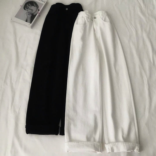 PACK OF 2 BLACK AND WHITE WIDE LEG JEANS