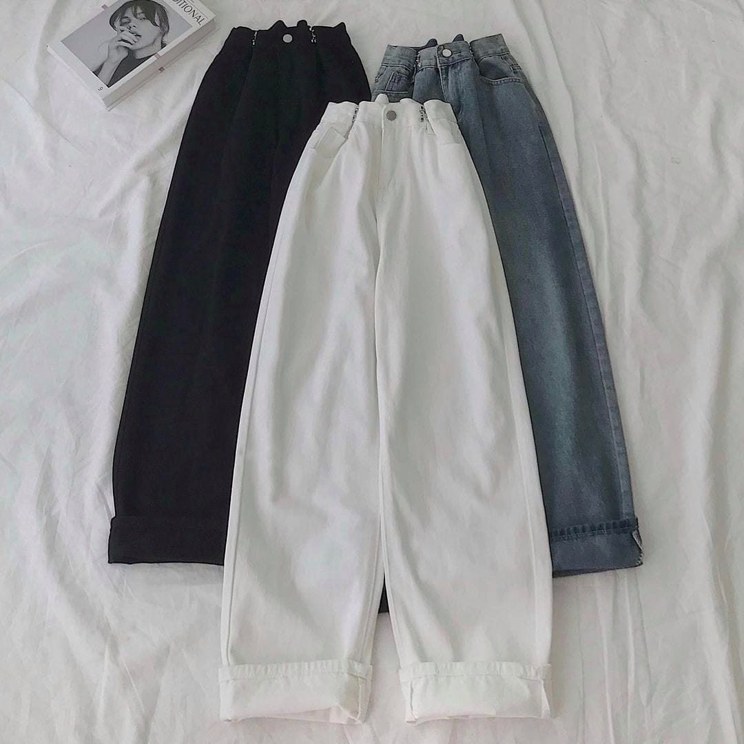 PACK OF 3 WIDE LEG JEANS BLACK-MID BLUE-WHITE