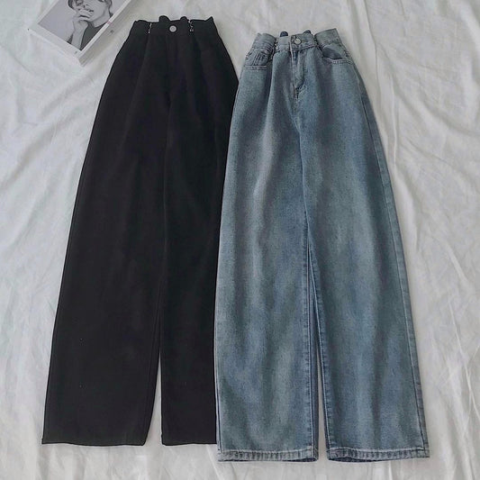 PACK OF 2 BLACK AND MID BLUE WIDE LEG JEANS