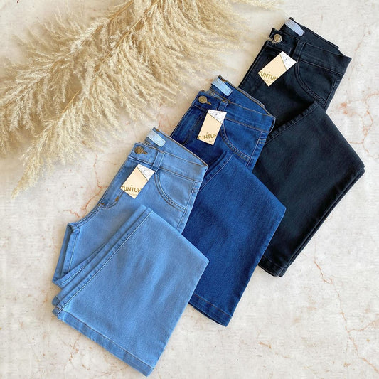 PACK OF 3 WIDE LEG JEANS BLACK-DARK BLUE-SKY BLUE