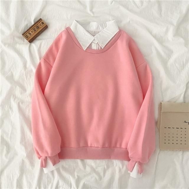 PINK COLLAR SWEATSHIRT