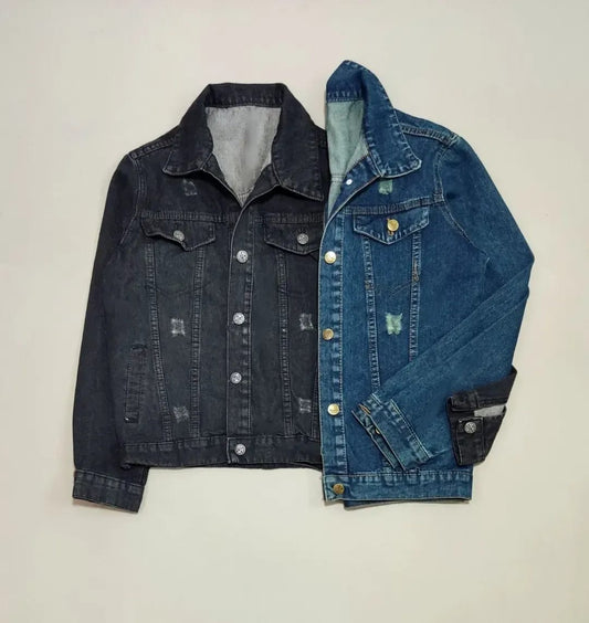 PACK OF 2 BLACK-MID BLUE DENIM JACKET