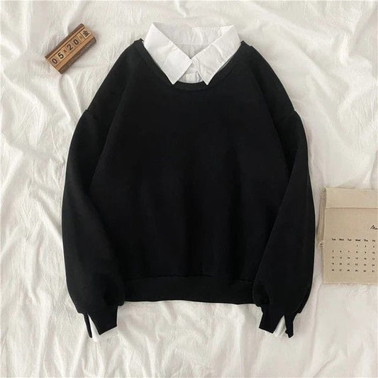 BLACK COLLAR SWEATSHIRT