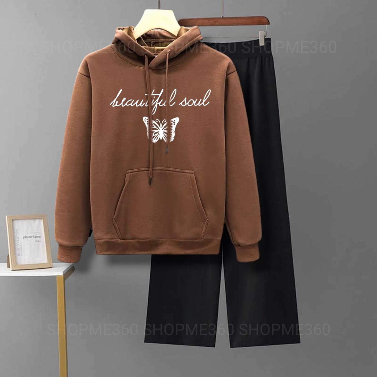 BROWN HOODIE BEAUTIFUL SOUL BUTTERFLY-BLACK FLAPPER
